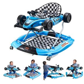 VEVOR 4-in-1 Baby Walker, Foldable Baby Activity Center with Wheels, Adjustable Height, Light, Steering Wheel, Learning-Seated | Walk-Behind | Car Shape | Rocker Baby Walker for Boys Girls 6-24 Month