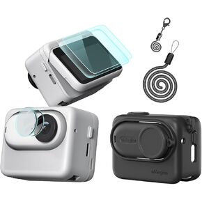 Silicone Protective Cover Case,Screen and Lens Protector for Insta360 GO 3S (Black)