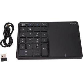 Yosoo Numeric Keypad Touchpad 2 in 1 Wireless Slim Number pad, 22 Keys Bluetooth 4.2 2.4G Type C Charging Number Pad, Portable Financial Accounting Keyboard for Laptop PC Desktop (Black)