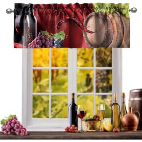 SUNWISHA Valance for Red Wine and Grapes Pattern 52x18 Inch Curtain Valance for Kitchen Windows （Style 3）