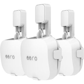 3 Pack Wall Mount Holder for eero Pro 6/Pro 6E Home WiFi System, Outlet Wall Mount Stand Bracket for eero Pro 6/Pro 6E Tri-Band Mesh WiFi System Cord Organizer, Supports Vertical/Horizontal Outlets