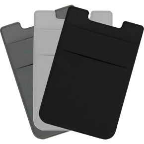 3 Pack Adhesive Phone Card Holder for iPhone Case, Cell Phone Stick on Card Wallet Pocket Sleeve, Store Credit Cards/ID Cards for the Back of iPhone and All Smartphones - White