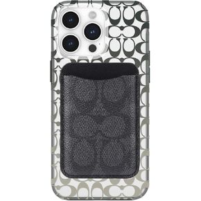 Coach Magnetic Phone Wallet / Card Holder - Compatible with MagSafe Phones and Cases - Signature Charcoal