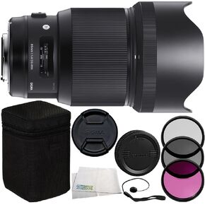 عدسة سيجما 85 ملم f/1.4 DG HSM Art لكاميرات Canon EF 7 قطع - تتضمن طقم مرشح 3 قطع (UV + CPL + FLD) + قطعة قماش للتنظيف + حافظة غطاء العدسة + المزيد in Kuwait