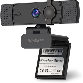 Webcam 4K, Ultra HD Video Calling, AI Auto Focus, Dual Noise-Canceling Microphones, 70° FOV, Auto Light Correction, Privacy Cover, Plug&Play Computer Camera, Works with Teams, Zoom, OBS, Skype