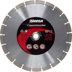 Omega 7-Inch General Purpose Segmented Diamond Blade, Wet/Dry Use, 10mm Segment Height, for Block, Brick, Concrete, Pavers, Stone and Roof Tile in Kuwait