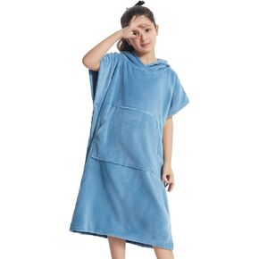Surf Poncho for Kids Changing Towel,Coral Fleece Swimming Poncho Changing Robe with Pocket and Hood for 5-12 Years