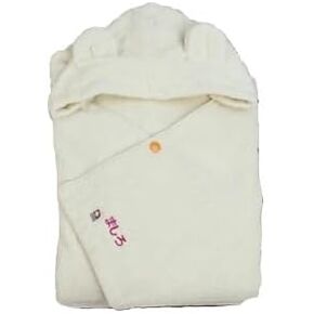 Baby gift Organic baby bathrobe With box（Red box） Made in Japan Baby bath poncho, 0-3T, White