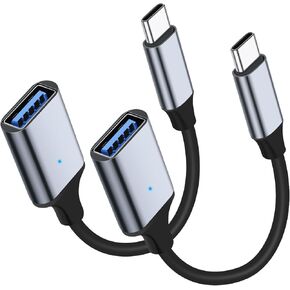 USB C to USB 3.0 Adapter [2 Pack], Type C Male to USB Female OTG Cable Thunderbolt3 to USB Adapter Compatible for iPhone 15 Pro Max iPad MacBook Pro/Air 2023 2022 M1 M2 Galaxy S23 S22 Note 10