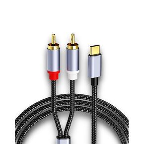 USB C to 2RCA Audio Cable, Type-C to 2RCA Male to Male Y-RCA Splitter, 2RCA Jack USB-C Audio Cable for Smartphone, Tablet, Car Stereo, Home Theater, DVD, Amplifier, Speaker, 3.3ft