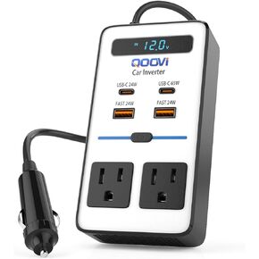200W Car Power Inverter,DC 12V to 110V AC Inverter,Car Outlet Adapter with PD 65W(PD3.0)/QC 24W(QC3.0) Fast Charge Ports for Vehicles Laptop Working,Playing,Camping,Travel Most Devices