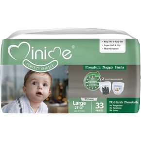 Minime Baby Training Pants - Size 2T-3T (20-34 lbs), 33 Count, Premium Hypoallergenic Training Underwear, Fragrance Free Disposable Baby Diaper Pants…