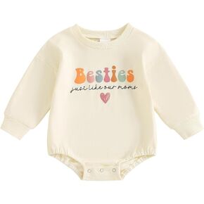 Sasaerucure Infant Baby Girl Winter Clothes One Piece Long Sleeve Romper Newborn Girl Bestie Just Like Our Moms Onesie