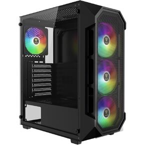 GAMDIAS ATX Mid Tower Gaming Computer PC Case Tempered Glass, Built-in 4X 120mm ARGB Case Fans, Front Airflow Mesh, Up to 6x120mm Fans, 340mm GPU/VGA, 360mm AIO/Radiator, 160mm CPU Cooler in Kuwait