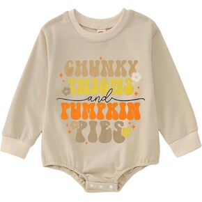 Infant Girls Homemade Rolls Bubble Romper Thanksgiving Day Toddler Crewneck Sweatshirt Onesie Baby Bodysuit Outfit