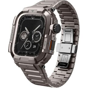 Spigen Metal Armor Pro Designed for Apple Watch Series 9/8/7 45mm Durable Stainless Steel Metal Case with Band - Gunmetal