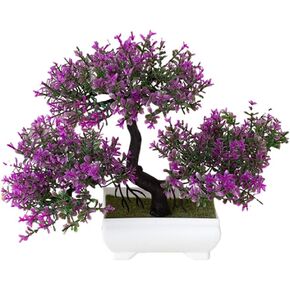 Artificial Bonsai Tree, Faux Pine Tree, Simulation Plastic Plant, Indoor Small Fake Plants Decor, Zen Garden Desk Home Desktop Office Bathroom Shelf Bedroom Living Room Decoration, Pink