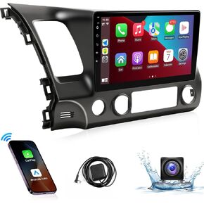 Android Car Stereo for 2006 2007 2008 2009 2010 2011 Honda Civic Radio Support Wireless Apple Carplay Android Auto 10.1 Inch Touchscreen Car Radio Android Car Screen with GPS Navigation Bluetooth WiFi
