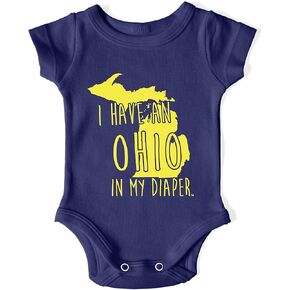 In My Diaper Ohio Funny Baby Onesie - 100% Cotton Michigan Baby Outfit - Funny Baby Gifts - Made In The USA