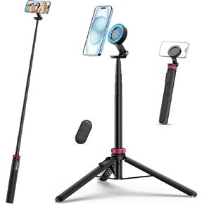 Ulanzi MT-84 Phone Tripod, 61" Magnetic Selfie Stick Phone Tripod with Remote for iPhone 15/14/13/12 Series, Extendable Cell Phone Tripod Stand, Portable iPhone Holder for Selfie/Photo/Live/Vlog