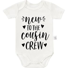 Funny New to the Cousin Crew Bodysuits, Unisex Newborn Clothes, Cotton Short Sleeve Jumpsuit Outfits 0-24 Months