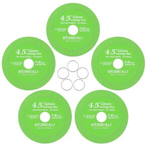 5 Pcs Glass Cutting Disc for Angle Grinder, 4.5"X 7/8" Glass Ceramic Diamond Cutting Disc, Ultra-Thin Saw Blade Wheel Polishing Cutting Disc for Glass, Jade, Crystal, Wine Bottles, Tile