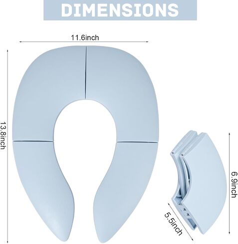 مقعد نونية للسفر قابل للطي للأطفال الصغار الأولاد والبنات، مقعد مرحاض محمول قابل للطي مع حقيبة تخزين، أكواب شفط غير قابلة للانزلاق، تناسب المراحيض الدائرية والبيضاوية باللون الأزرق in Kuwait