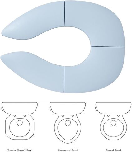 مقعد نونية للسفر قابل للطي للأطفال الصغار الأولاد والبنات، مقعد مرحاض محمول قابل للطي مع حقيبة تخزين، أكواب شفط غير قابلة للانزلاق، تناسب المراحيض الدائرية والبيضاوية باللون الأزرق in Kuwait