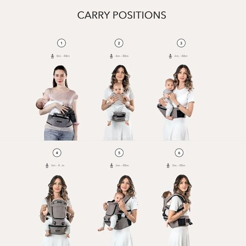 MiaMily Hip Seat Baby Carrier - 6 Carry Positions - Newborn to Toddler - Lumbar Support - Stone Grey in Saudi Arabia