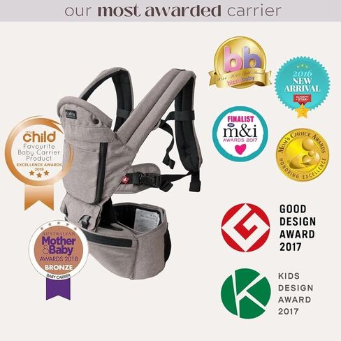 MiaMily Hip Seat Baby Carrier - 6 Carry Positions - Newborn to Toddler - Lumbar Support - Stone Grey in Saudi Arabia