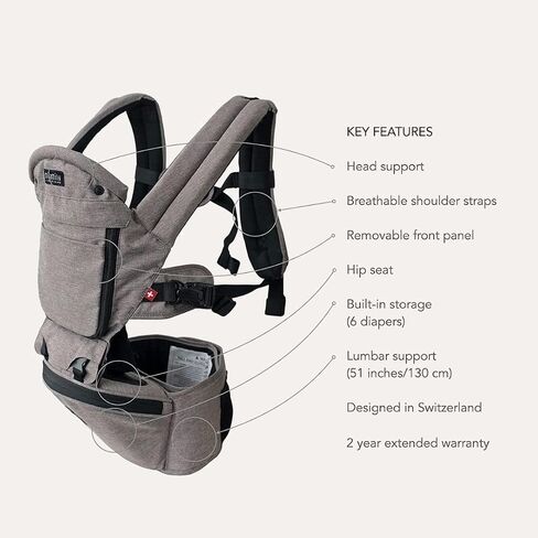MiaMily Hip Seat Baby Carrier - 6 Carry Positions - Newborn to Toddler - Lumbar Support - Stone Grey in Saudi Arabia