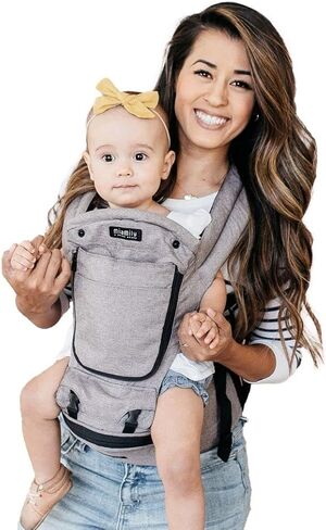 MiaMily Hip Seat Baby Carrier - 6 Carry Positions - Newborn to Toddler - Lumbar Support - Stone Grey in Saudi Arabia