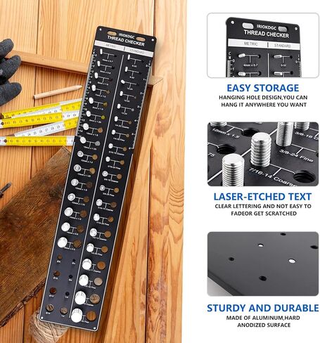 Nut and Bolt Thread Gauge Set - 44 PCS Checkers in Case for Tricky Areas, 23 Inch & 21 Metric Sizes, Suitable for Inspecting Fixed Bolts or Threaded Holes in Saudi Arabia