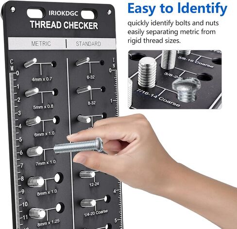 Nut and Bolt Thread Gauge Set - 44 PCS Checkers in Case for Tricky Areas, 23 Inch & 21 Metric Sizes, Suitable for Inspecting Fixed Bolts or Threaded Holes in Saudi Arabia