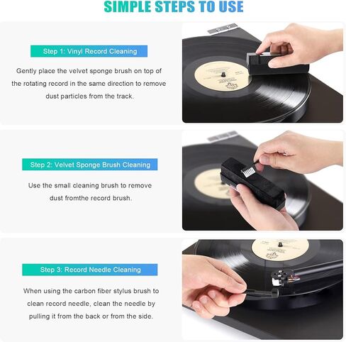Vinyl Cleaning Kit Includes Soft Velvet Record Brush & Stylus Brush, Dust Remover for LPs Album in Saudi Arabia
