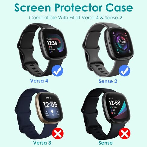 ZEBRE [4-Pack] Screen Protector Case Compatible with Fitbit Sense 2/Versa 4, TPU Rugged Bumper Case Cover All-Around Protective Plated Shell Accessories [Scratch-Proof] for Sense 2 Smartwatch in Saudi Arabia