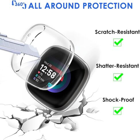 ZEBRE [4-Pack] Screen Protector Case Compatible with Fitbit Sense 2/Versa 4, TPU Rugged Bumper Case Cover All-Around Protective Plated Shell Accessories [Scratch-Proof] for Sense 2 Smartwatch in Saudi Arabia