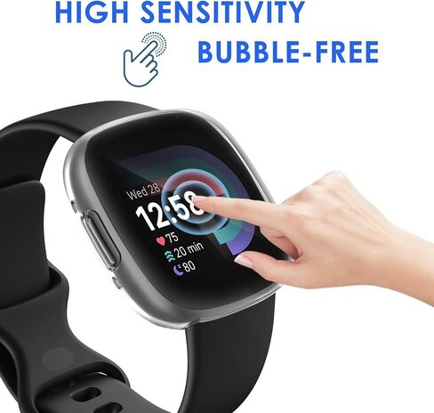 ZEBRE [4-Pack] Screen Protector Case Compatible with Fitbit Sense 2/Versa 4, TPU Rugged Bumper Case Cover All-Around Protective Plated Shell Accessories [Scratch-Proof] for Sense 2 Smartwatch in Saudi Arabia