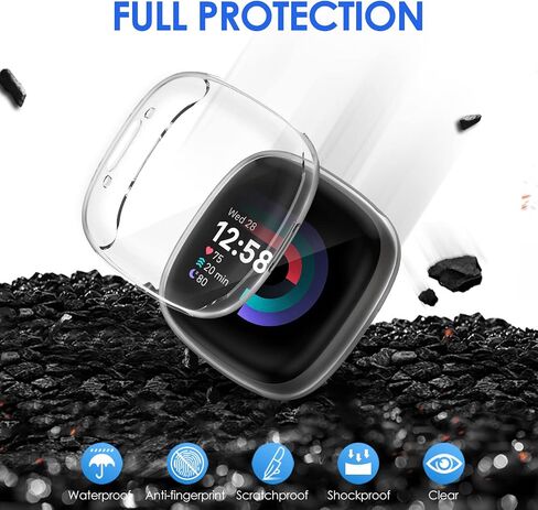 ZEBRE [4-Pack] Screen Protector Case Compatible with Fitbit Sense 2/Versa 4, TPU Rugged Bumper Case Cover All-Around Protective Plated Shell Accessories [Scratch-Proof] for Sense 2 Smartwatch in Saudi Arabia