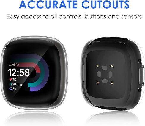 ZEBRE [4-Pack] Screen Protector Case Compatible with Fitbit Sense 2/Versa 4, TPU Rugged Bumper Case Cover All-Around Protective Plated Shell Accessories [Scratch-Proof] for Sense 2 Smartwatch in Saudi Arabia