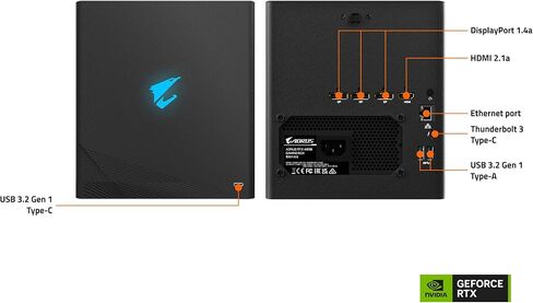 صندوق الألعاب GIGABYTE AORUS RTX 4090 eGPU، نظام تبريد الكل في واحد WATERFORCE، Thunderbolt 3، بطاقة رسومات خارجية GV-N4090IXEB-24GD in Saudi Arabia
