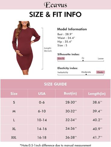 Ecavus Women's Maternity Sweater Dress Long Bishop Sleeves Knit Pullover Bodycon Mini Dresses in Saudi Arabia