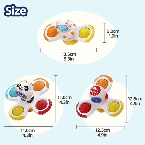 3 PCS Suction Cup Spinner Toys for 1 Year Baby, Rolling Beads Spinning Top Eyes Hands Coordination - Sensory Rotation Travel Fidget Toy for Dining Table Bathtub Window Birthday Gift (Ocean) in Kuwait