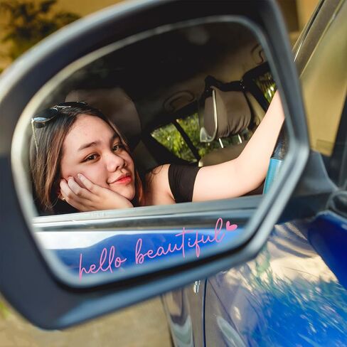 6X Hello Beautiful Gorgeous Rear View Mirror Accessories Vinyl Decal Car Decorations for Girls Vanity Mirror Stickers Car Decals Stuff for Women in Saudi Arabia