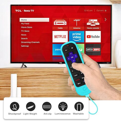 [حزمة من قطعتين] غلاف Climberer Roku Voice Remote Pro (الإصدار الثاني) | جهاز التحكم عن بعد Roku القابل لإعادة الشحن من السيليكون المتوهج في الظلام، استبدال جهاز التحكم عن بعد Roku # RCB1R الحبل المتكامل | (أزرق مضيء + أخضر) in Saudi Arabia