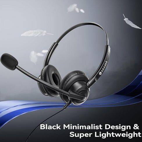 Arama Headset with Microphone for Pc, USB Headset with Mic, Computer Headset with Noise Canceling Microphone for Laptop, Wired Headset with Mute for Home Office Online Class Skype Zoom Meetings in Saudi Arabia