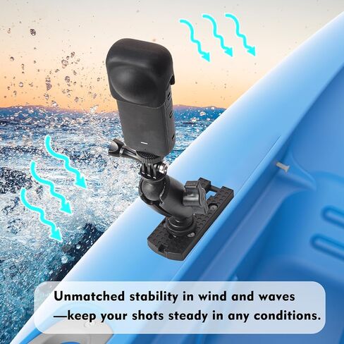 حامل كاميرا كاياك عالمي قابل للتعديل 360 درجة، حامل كاميرا مسار كاياك متوافق مع حوامل GoPro ثلاثية الشق in Kuwait