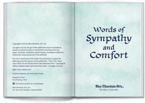 الكتاب الصغير لفنون الجبل الأزرق (كلمات التعاطف والراحة) - رسائل التعاطف والتفاهم لشخص يمر بالخسارة، 4 × 3 بوصات in Kuwait