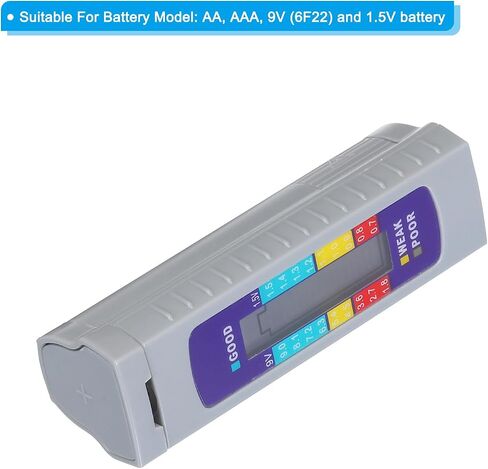 PATIKIL Digital Battery Tester, Plastic Clear Screen Battery Electricity Tester Volt Checker with Button Battery for AA, AAA, 9V (6F22), 1.5V, Grey in Saudi Arabia