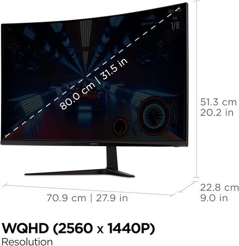 ViewSonic Omni VX3218C-2K 32 Inch Curved 1ms 1440p 165hz Gaming Monitor with FreeSync Premium, Eye Care, HDMI and Display Port, Black in Saudi Arabia